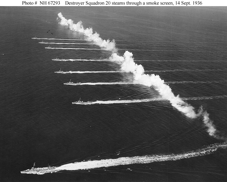 Worden and DesRon 20 off San Diego, 1936